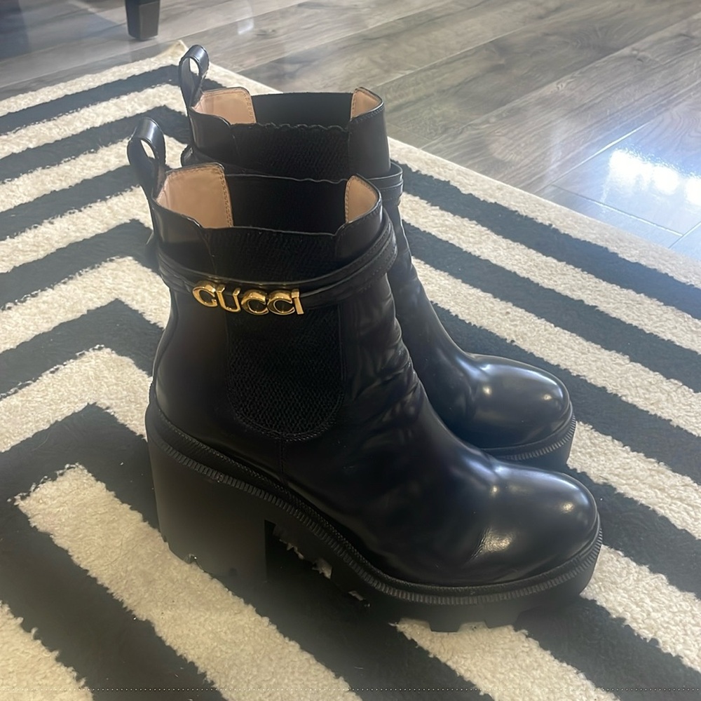 Black Gucci Platform Booties
